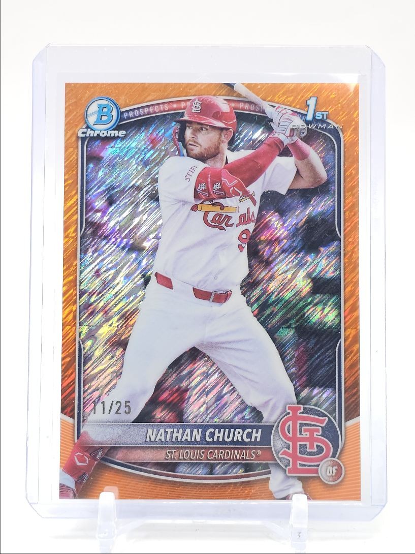 NATHAN CHURCH 2025 BOWMAN CHROME 1ST ORANGE SHIMMER REFRACTOR /25 Q2491