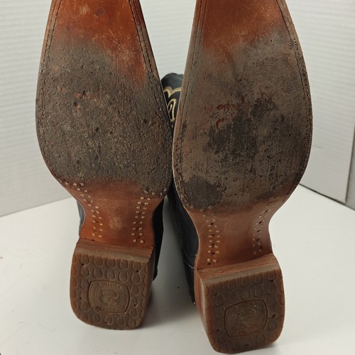 LaGarto Mens Cowboy Western Boots Size 10 Ostrich Leather Black/Tan Pointy Toe - Picture 19 of 20