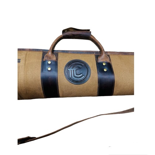 Brown Canvas Leather shotgun Case - Picture 7 of 9
