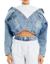 SER.O.YA Caroline Jacket Tidal Grey Women’s Medium Designer Blazer Coat - NEW