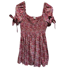 American Eagle Y2K Mini Dress Off the Shoulder Fairy Festival Smocked Pink Small