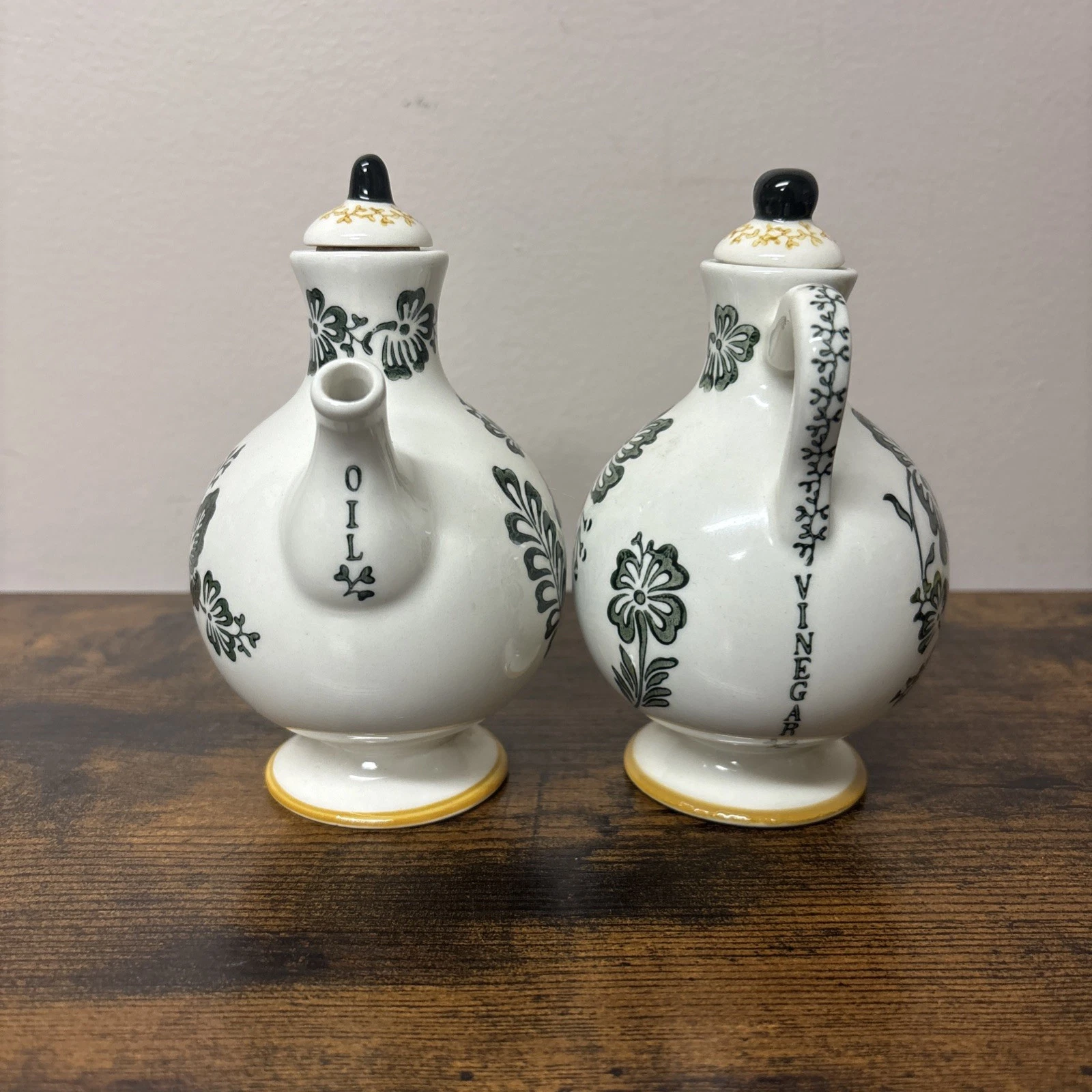 Anthropologie Paisley Pattern Oil Vinegar Decanter Bottle Set Hand Painted