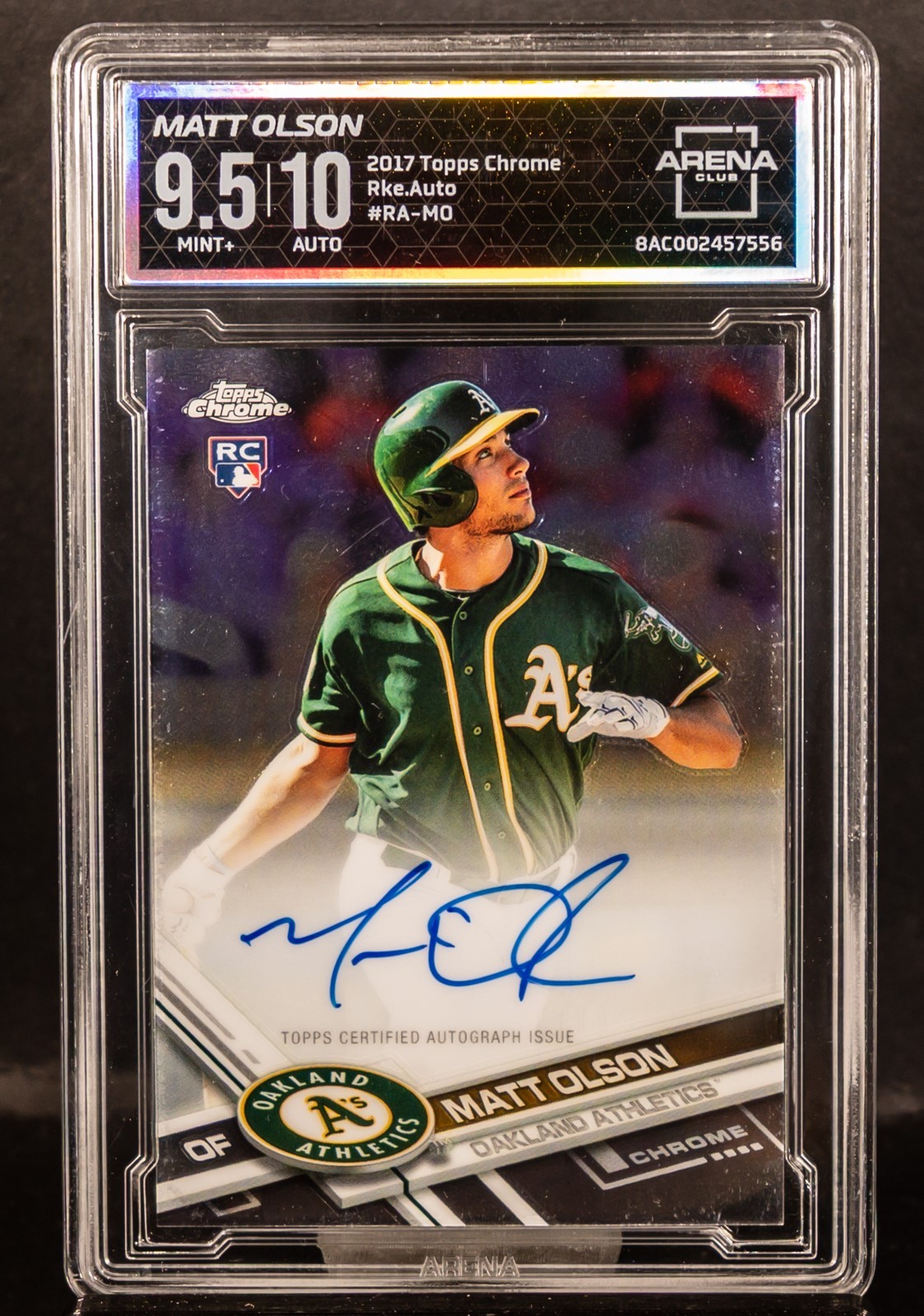 Matt Olson 2017 Topps Chrome RA-MO Auto Rookie RC Arena 9.5/10