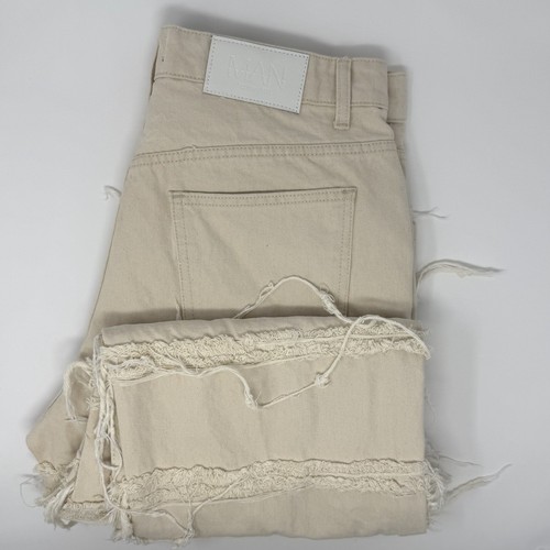 Man Boohooman Mens Cream Overdyed Distressed Denim Jeans Size 36R - Picture 5 of 5