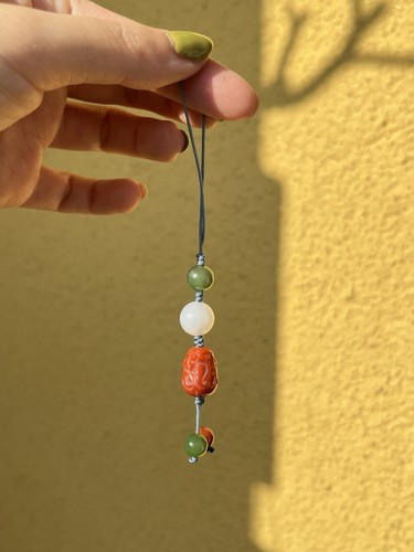 Szczęśliwy charm - Ręcznie robiony czerwony agat Pixiu Telefon Charm - Zdjęcie 5 z 17
