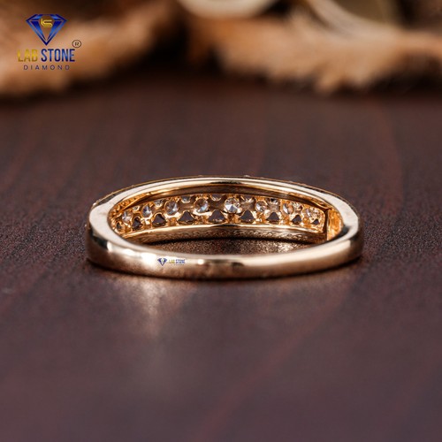 0.35 TDW Round Cut Diamond 18K Rose Gold Ring Unique Band Ring Labstone - Picture 3 of 5
