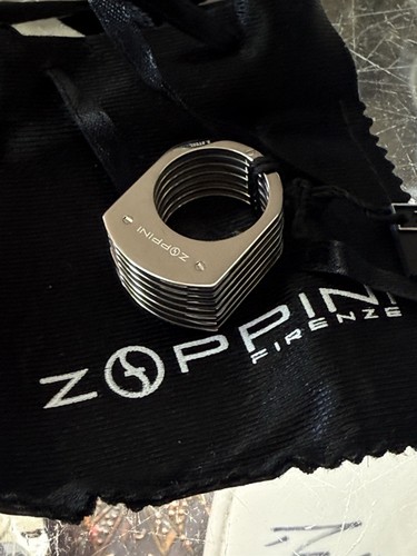 MODERNIST ITALIAN DESIGNER STAINLESS HEAVY RING UNISEX - Picture 5 of 8