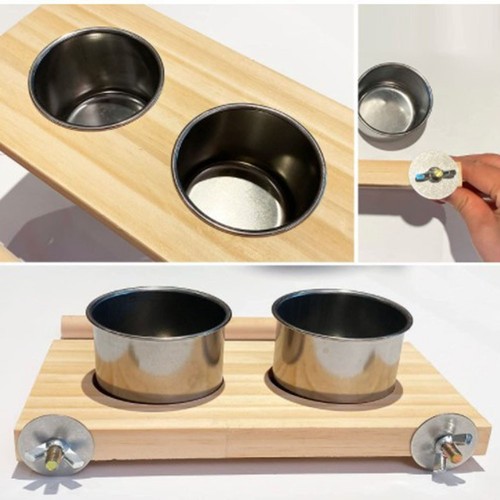 Rattan Kugel Spielset für Papageien inklusive Edelstahl Futternapf Gestell - Bild 7 von 12