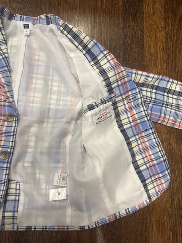 Janie And Jack Plaid Linen Jacket With Pockets Sz 6 Boys - Picture 4 of 5