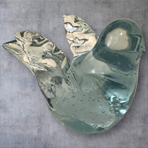 Set of 4 Hand Blown Art Glass Bullicante Bird Figurines – Blue Green Aqua Clear - Picture 3 of 10