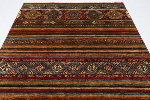 7x10 ft Oriental Tribal Area Rug Afghan Hand Knotted Veg dye Wool Living RoomRug - Picture 3 of 10