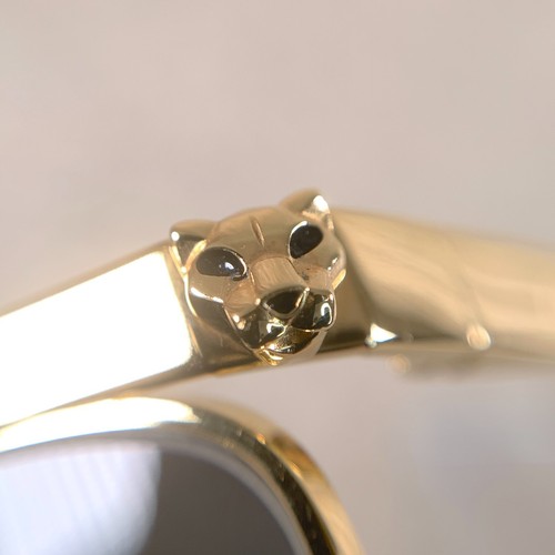 Cartier Sunglasses CT0124S-001 Panthere de Cartier Gold Frame 59-16-140 w/Box - Picture 14 of 21