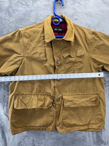 Vintage Rothaarige Canvas Ente Jagdjacke kariert gefüttert Cordkragen Erwachsene Large - Bild 7 von 24