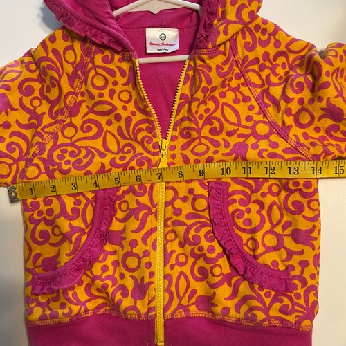 Hanna Andersson Full Zip Jacket Girls Size 110 5 Pink & Marigold Cotton Hoodie - Picture 6 of 8