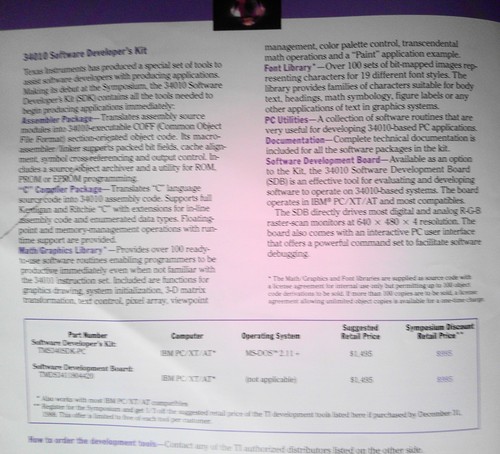 Folleto del simposio para desarrolladores Texas Instruments 34010 1988 (procesador gráfico) - Imagen 4 de 6