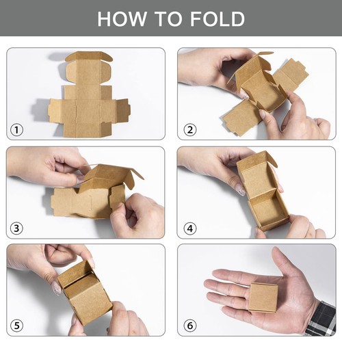 Small Gift Boxes 100 Pack, Kraft Gift Boxes Bulk 1.57’’ × 1.57’’ × 0.98’’, Ri... - Picture 3 of 7