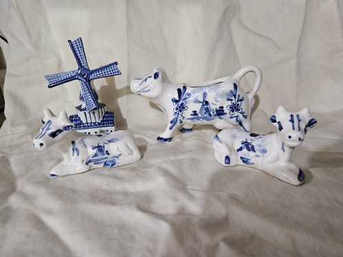 Delfter Kuh Milchkännchen, Salz und Pfeffer und Windmühle - Bild 1 von 8