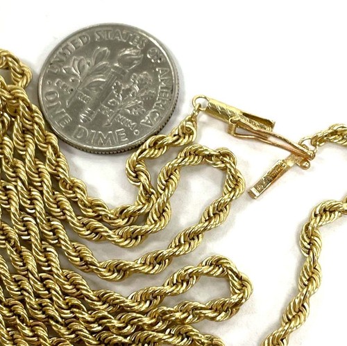 24" 14K Yellow Gold 2.65mm Wide Solid French Rope Chain Necklace, 12.79g - Picture 3 of 6