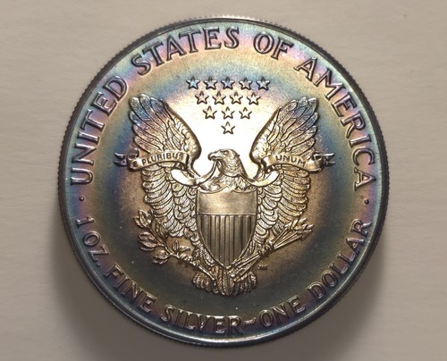 1987 SILVER EAGLE MONSTER RAINBOW TONED VERY NICE BULLSEYE TONER - Bild 17 von 22