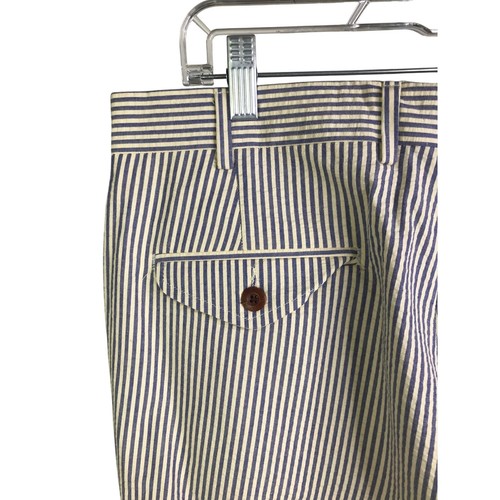 Orvis Pants Mens Size 34 Cream/slate Blue Seersucker Straight Cut Flat Front - Picture 3 of 6
