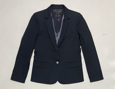 J.Crew Navy Blue Stretch Cotton Blend Blazer Jacket Women's Size 6 Schoolboy