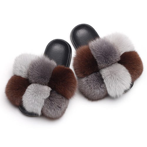 Sandalias para mujer Real Farm Fox Racc00n de piel con pompón D9 - Imagen 14 de 15