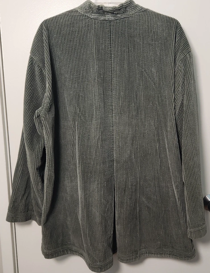 J. Jill Green Wide Wale Corduroy Jacket Blazer Pleated XL 100% Cotton Tunic Boho - Image 2 of 4