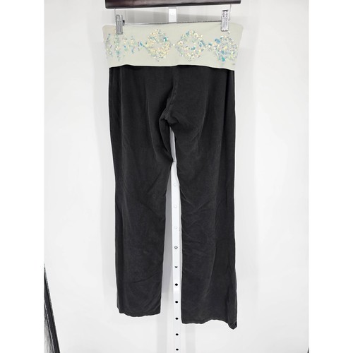 Pantaloni yoga Y2K ROSA by Victorias Secret taglia M neri pieghevoli in vita paillettes - Foto 4 di 4