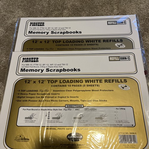 Scrapbooking 12x12 Pioneer RMW-5 Top Loading White Page Protectors Refill (2) - Picture 3 of 4