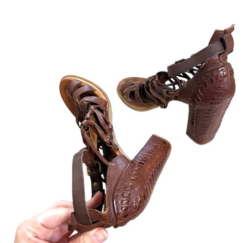 A.S.98 Leder Riemchen geflochtene Heels Knöchelriemen Pumps Gr. 40 / US 9,5 - Bild 7 von 11