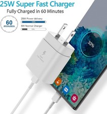 25W Type USB-C Super Fast Wall Charger 6FT Cable For Samsung Galaxy S20 S21 S22