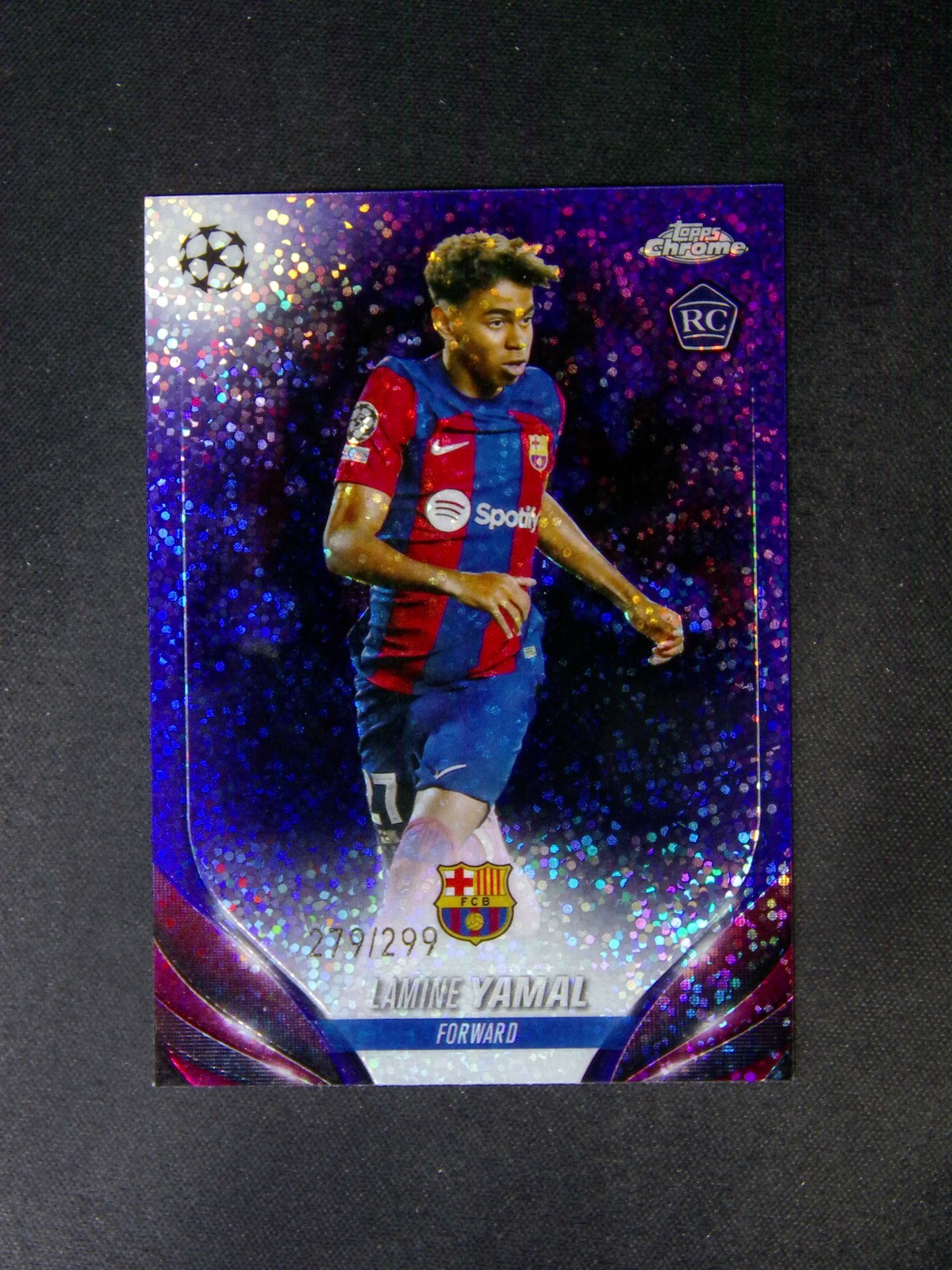 2023-24 Topps Chrome UEFA Lamine Yamal #64 RC Rookie Purple Speckle /299