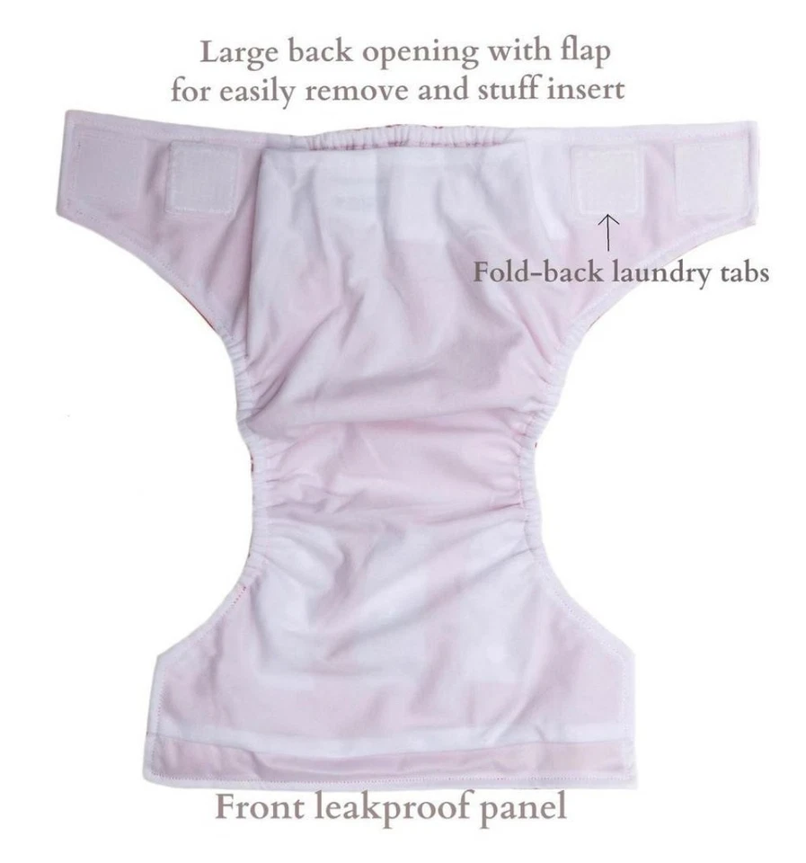 Paquete de 12 pañales de tela HD2 de alta resistencia con 24 insertos de pañales premium de 5 capas... Foto 4 de 4