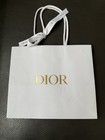 Classic Dior White Pebbled Paper gift Bag 10 3/4 x 9 x 4 1/2 with logo ribbon