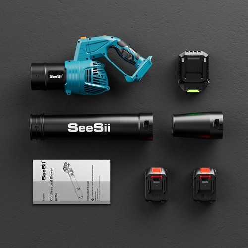 Soplador de hojas inalámbrico SEESII con 2 pilas recargables + cargador - Imagen 2 de 9
