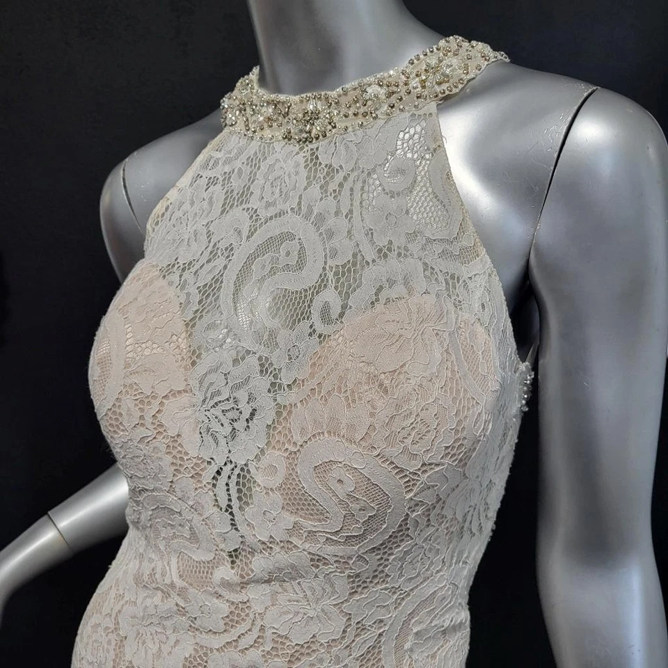 NUEVO CON ETIQUETAS~$1695~MADISON JAMES~TALLA 4~VESTIDO DE NOVIA ACAMPANADO Y ENCAJE MARFIL CHAMPÁN Foto 2 de 4