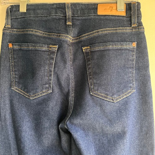 7 For All Mankind Womens Cropped Alexa Jeans Luxe Vintage Dark Wash Button Fly - Foto 6 di 12