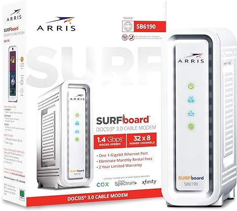 ARRIS SURFboard SB6190 DOCSIS 3.0 32 x 8 Gigabit Cable Central App - WHITE - Bild 3 von 4