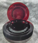 8 Vintage 9" Dinner Plates Anchor Hocking Royal Ruby Red Cranberry Glass