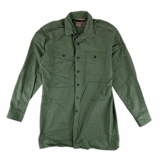 British Army Shirt Mens Olive Green Cotton Long Sleeve Vintage 80s Large 38/40