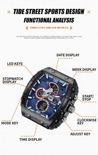 Men's Sport Watch Waterproof 50M Dual Display LED SMAEL 8109 Digital Casual. - Bild 21 von 23