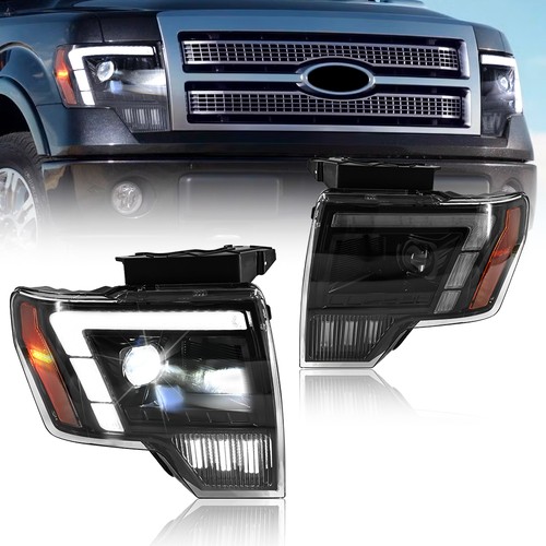 For 2009-2014 Ford F-150 Black Projector Headlights Sequential LED Lamps 09-14 - Picture 20 of 24