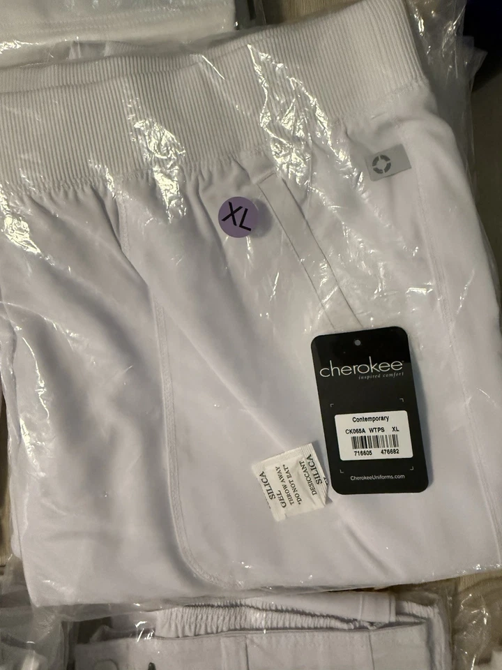 Infinity Women's Mid Rise Tapered Leg PullOn ScrubPant  XL White NEWFREESHIPPING - Image 4 of 4