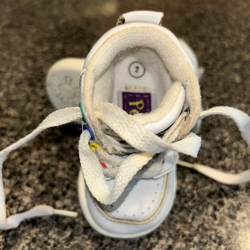 Vintage Winnie The Pooh Disney Baby Shoes Size 2Late 90’s White Lace Up Disney - Picture 6 of 7