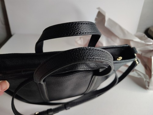 Real Simple Pebble Leather Small Zip Top Tote with Crossbody Stra Black,Bag - Picture 7 of 9