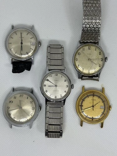 Lot Of 5 Vintage Timex Watches - Various 60s / 70s - Mercury - Parts Or Repair