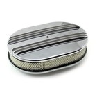 12" x 2" Oval Classic Center Finned Polished Aluminum Air Cleaner Kit