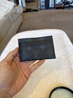Louis Vuitton Black Card Holder Customized Mint Authentic