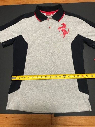 Camisa informal manga corta juvenil L gris jaspeado/azul marino logotipo Ferrari Supercar nueva con etiquetas - Imagen 7 de 12