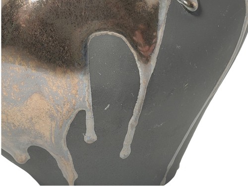 Vtg '92 Haeger Volcanic Raku Black Metallic Drip Glaze Pottery 8" Vase #161 USA - Picture 10 of 13